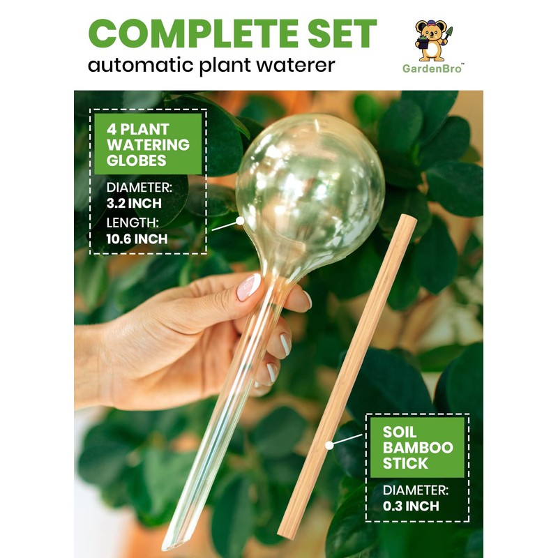 Plant Watering Globes Plastic Set of 4 - Automatic Plant