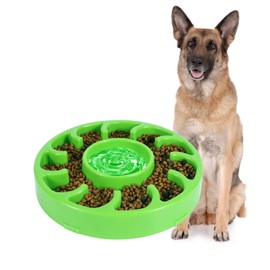 JASGOOD Slow Dog Bowl for Large Dogs,Anti-Gulping Dog Slow Feeder Stop Bloat,Slow Eating Big Pet Bowl (D-Green)