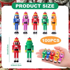 Chunful 100 Pcs Christmas Nutcrackers Figures Nutcracker Soldier Figurines Nutcracker Statue Christmas Decorations for Tree Tabletop Home Collectible Decor Party Favors Gifts Prize