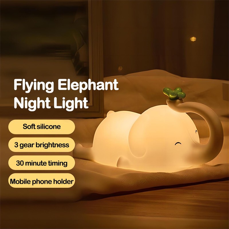 S NMT Cute Elephant Silicone Night Light LED Novelty Lamp