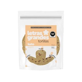 Letras Grandes Tortillas K Veganas de Harina de Almendras,Bajo en Carbos, 6g Proteína, 10 Piezas, 300g