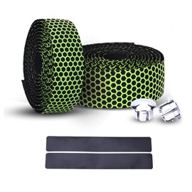 PLATT Road Bike Handlebar Tapes Bicycle Bar Tape Superior Breathable Hexagon Non-Slip Bike Handlebar Tape Bike with Bar End Plugs,Green (2PCS Per Set)