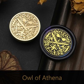 Owl of Athena Wax Seal Stamp - 0.98 inch (25 mm) Removable Brass Sealing Wax Stamp for Envelope Letterheads,Gift Decorations and Craft DIY