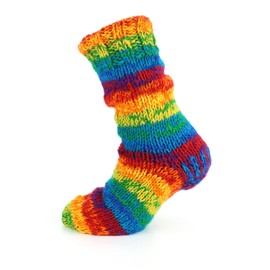 LOUDelephant Hand Knitted Wool Slipper Socks Lined - SD Shredded Rainbow
