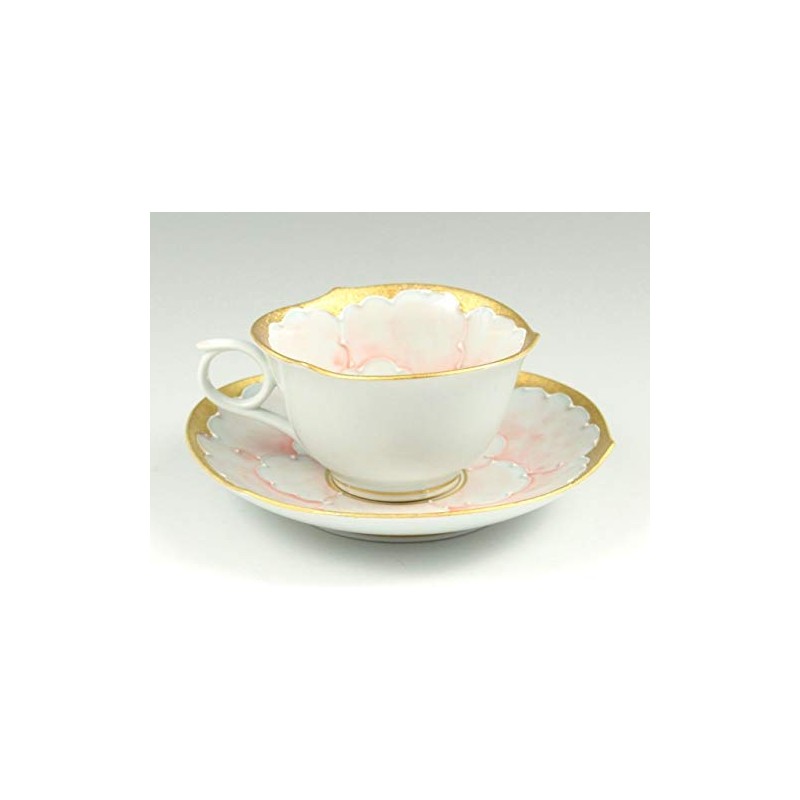 Arita Ware Bunzan Kiln Gold Pink Peony Wreath Shallow Type