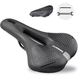 Pagetoc Bike Seat, Comfortable Soft Memory Foam Bike Saddle Waterproof Leather Padded