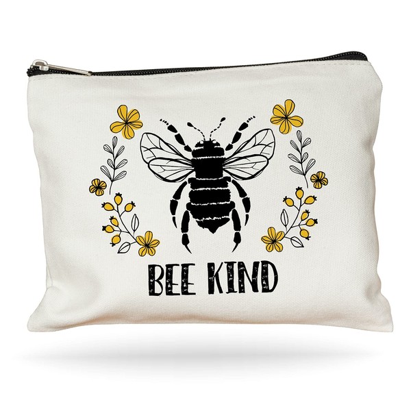 Bee Kind Makeup Bag, Gift for Beekeeper, Beekeeping, Honeybee Gift, Bee Bag, Honeybee Cosmetic Pouch, Gardener Gift, Honey Bee, Bumblebee, Queen Bee