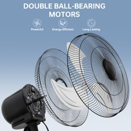 BEESTAR 18 inch Wall Mount Fan Oscillating,Industrial Wall for Indoor with 3 Speed,High Velocity Heavy Duty Metal Fan for Warehouse,Greenhouse and Basement,Black