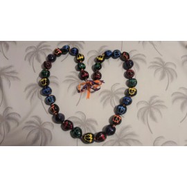 Hawaii Wedding Kukui Nut Lei Graduation Luau Hula Necklace TURTLE MULTI COLORS