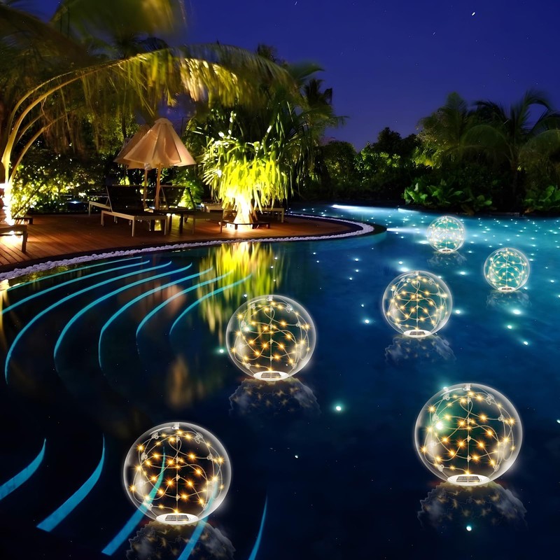 afzdby Floating Pool Lights Solar Powered,14 Inch 3000K Warm White