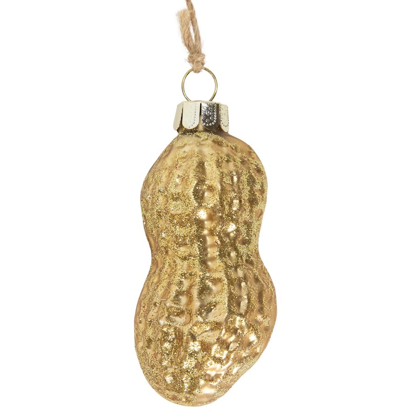 Northlight 9.5" Gold Glittered Peanut Cluster Glass Christmas Ornament