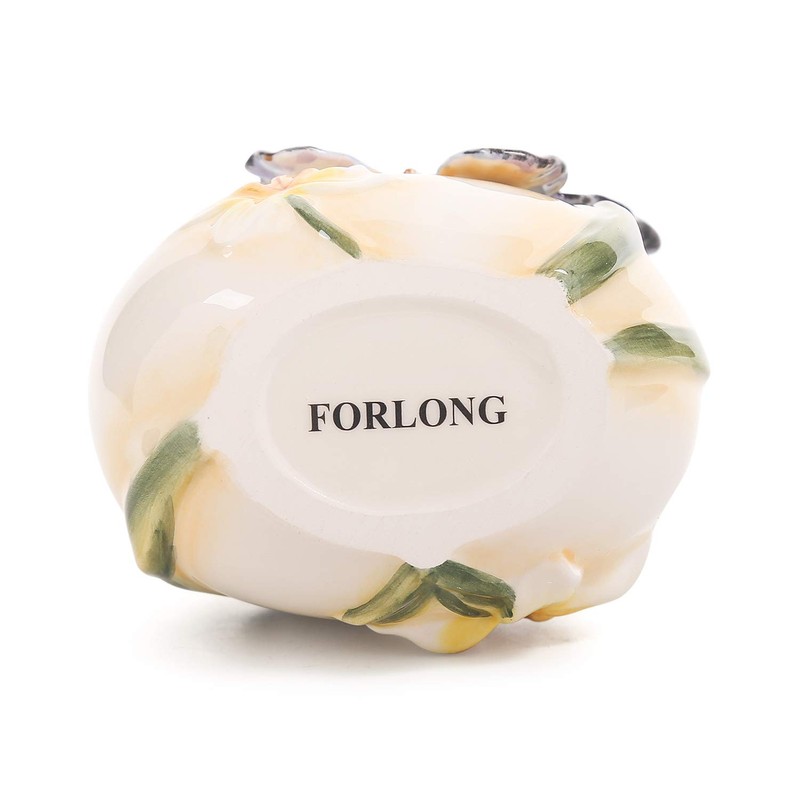 FORLONG Ceramic Soap Dispenser, 3D Hand-Painted Butterfly and Lilies Flower