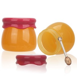 COSIDEA 20pcs 0.21 oz Tarros de bálsamo labial de plástico vacío lindo tarro en forma de pote de miel para bricolaje cosmética