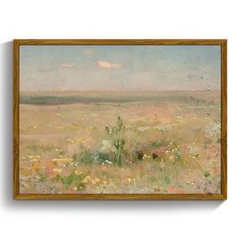 crmotu Vintage Framed Wall Art, Meadow Landscape Canvas Prints, Wildness Scenery Nature Wall Decor Pictures, Watercolor Aesthetic Wall Paintings for Living Room Bedroom Kitchen Artwork 20x30in