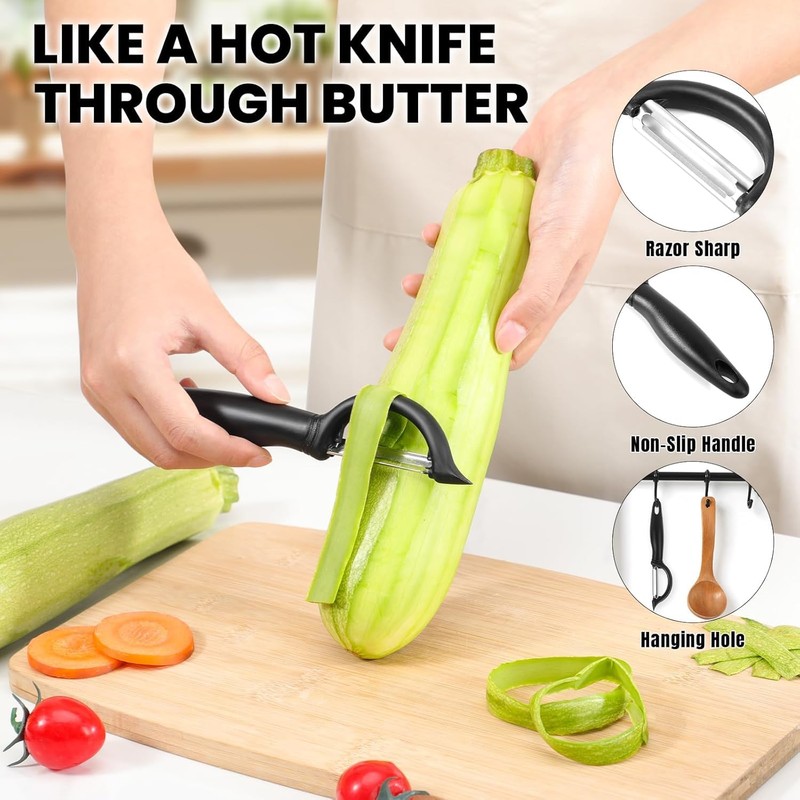 Vegetable and Fruit Peeler Set, Stainless Steel Y-Shaped Design, 2-Pack,