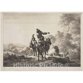 Historic Pictoric Print : The Bagpipe Player, Claes Pietersz. Bercham, c.1637, Vintage Wall Decor : 44in x 31in