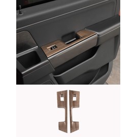 Savadicar Wood Grain Interior Accessories - Rear Door Window Button Panel Trim Cover for Ford F150 (2021-present) - Premium Texture Interior Decor Upgrade Option, 2-Piece Set