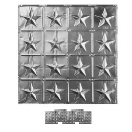 American Tin Ceilings [5-Pack Kit Nail-Up Metal Tiles Pattern #36 Americana Star Nail-Up in Brushed Satin Nickel Finish: 24" x 24" | Genuine Tin | Made in the USA | Model: kit-n-p36-sbn
