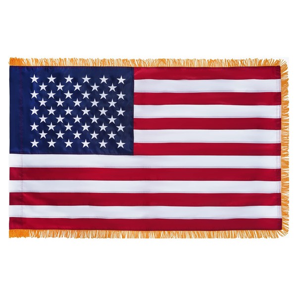 SYII SYII American Flag with Gold Fringed 3x5 Feet Made