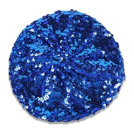 Women Sparkly Sequins Beret Hat,Flash Sequined Headdress Shining Beanie Cap,Beanie Cap Dancing Hat,Fun Costume Stretch Mermaid Dancing Cap for Party Activities Blue