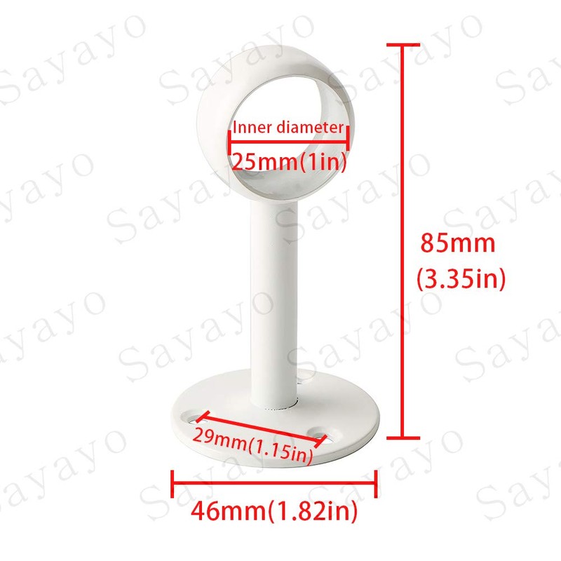 SAYAYO Curtain Pole Holder Ceiling Mount White with Screws for