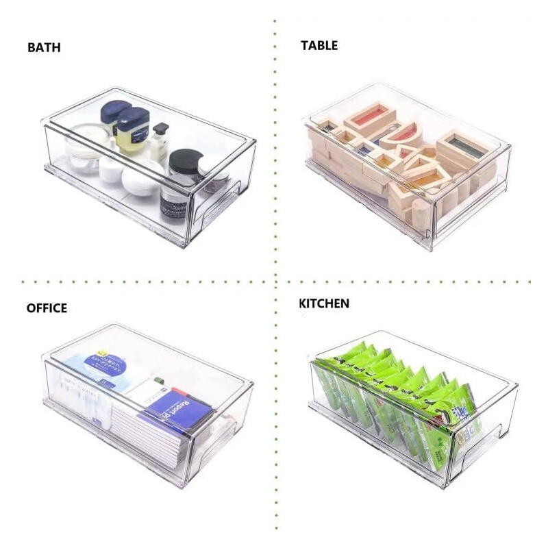 Mano 2Pack Clear Fridge Drawers Pull Out Stackable Refrigerator Drawer