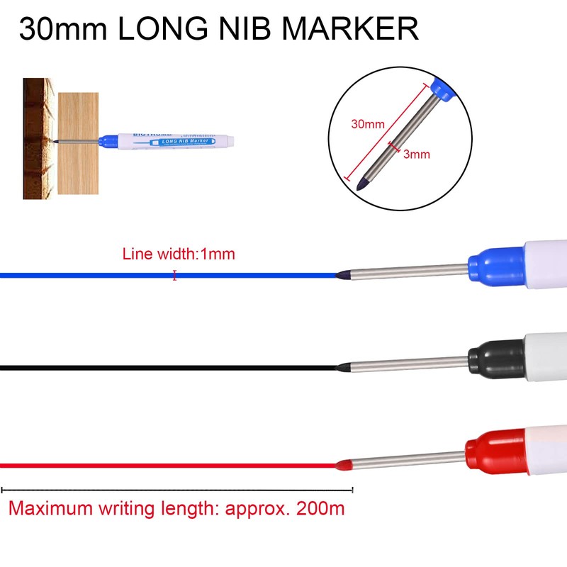 UNOLIGA Long Head Deep Hole Marker, 30mm Long Nib Deep