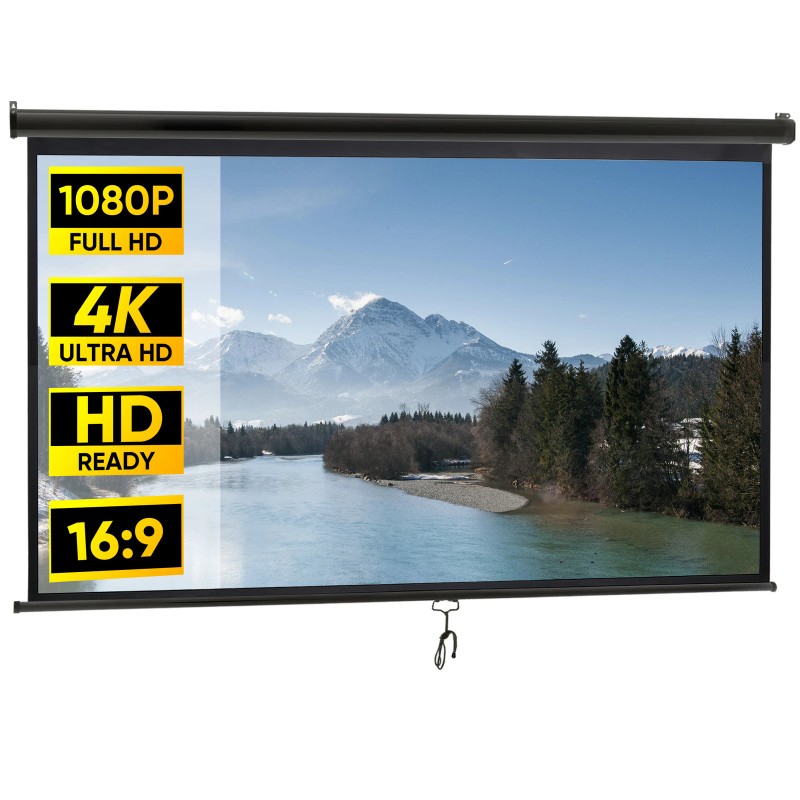 Segawe 100" Pull Down Projection Screen 16:9 HD Home Theater