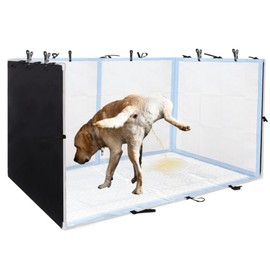 Dmnnlp Dog Pee Pad Holder with High Walls 35"x29"x17.3" No-Splash Indoor Dog Potty Box with 6 Clamps, Foldable Potty Training Toilet for Large Small Medium Dogs Puppy Potty (Black)