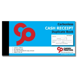 Cherry Carbonless NCR Cash Receipt Duplicate Book 99 x 210mm 50 Sets **10 Pack**
