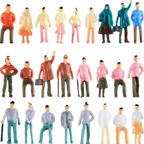 Gejoy 100 Pieces People Figurines 1:75 Scale Model Trains Architectural Plastic People Figures Tiny People Sitting and Standing for Miniature Scenes