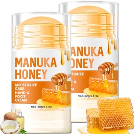 KAHSOSE 2Pcs Manuka Honey Foot Balm Stick, Moisturizing Hand and Foot Cream for Dry Cracked Heels, Heel Stick Balm for Women & Men, Callus Hydrating Cream for Hands, Elbows & Knees
