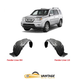 Vantage Auto Parts - Front Fender Liners Set Compatible with Honda Pilot 2009-2011 | DIRECT REPLACEMENT | Driver and Passenger Side | Plastic | ‎74101SZAA00 74151SZAA00 | ‎HO1249135 HO1248135