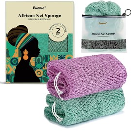 Esponja Exfoliante Africana CORATED ANP-2P – 2 piezas, morado y verde