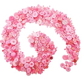 1600 botones rosados para manualidades, varios tamaños, botones rosados para manualidades en surtido a granel