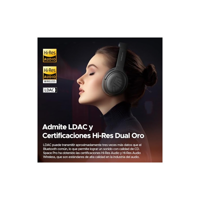 SoundPEATS Space Pro Audífonos Inalámbricos de Diadema 151H Reproducción