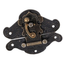 Akozon Vintage Decorative Lock Hasp for Jewelry Box, Retro Antique Lock Plate, Perfect for Wooden Cabinet, Treasure Chest, Trunk Hardware with Large Black Clasp (L 82 * 65mm)