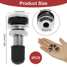 Tyre Valve Stems 2pcs - Universal Tubeless Schrader Valve Kit with Dust Caps for Car, Motorcycle & Bicycle Tyres | High Pressure Resistant 33mm Metal Rim Valves, Copper Core Press-fit Assembly