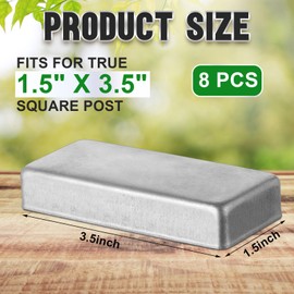 Yaocom 8 Pcs 16 Pack 2 x 4 Fence Post Caps, Galvanized Metal End Cap for True 1-1/2" x 3-1/2" Wood Posts, Steel Deck Fence Post End Caps Weatherproof (Silver)