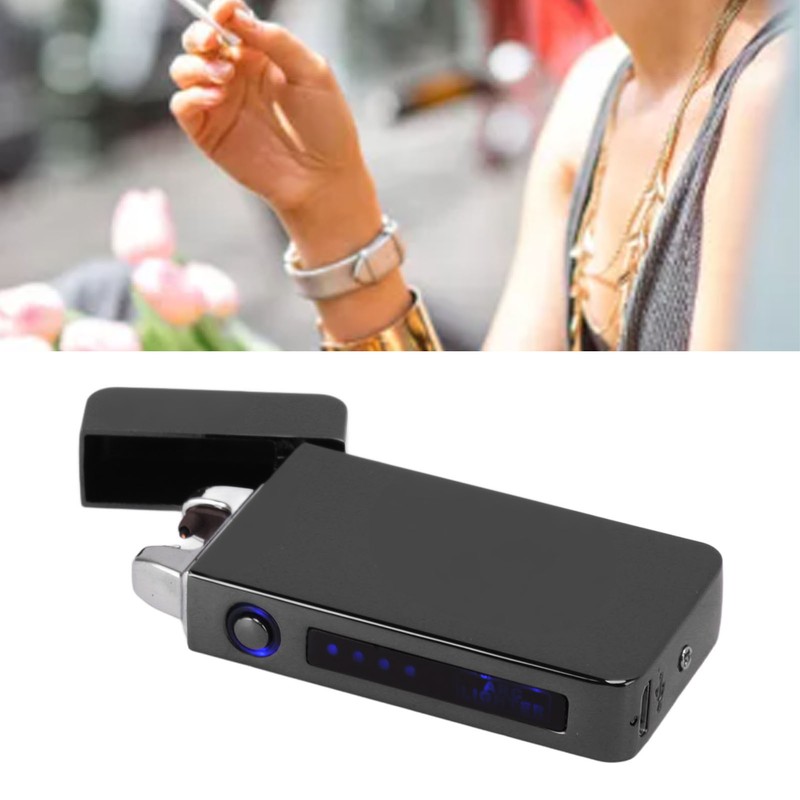 Electric Dual Arc Lighter Rechargeable Windproof Flameless 220mAh Aluminium Alloy