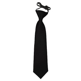 DQT Plain Satin Easy to Wear Elastic Pre-tied Tie for Boys (2-7 Years Old) - Black