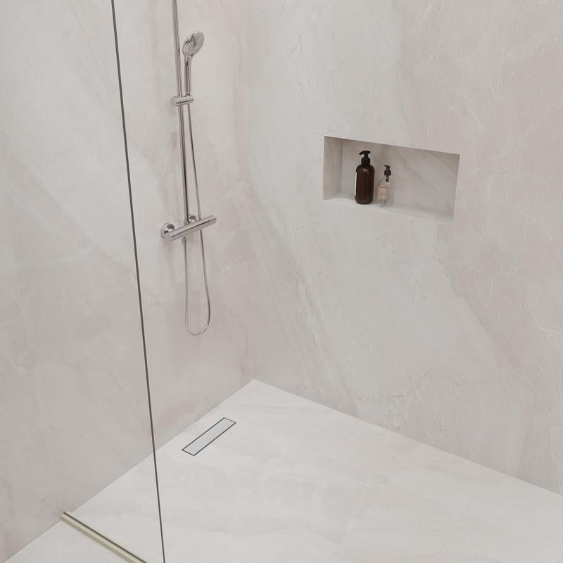 12-Inch Linear Shower Drain with Tile Insert Grate, SUS 304