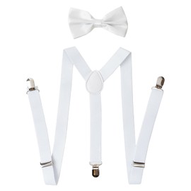 [SOU & RIRE] Suspender Bowtie Set "2 Pcs/Y-Shape/3-Point Clips", white