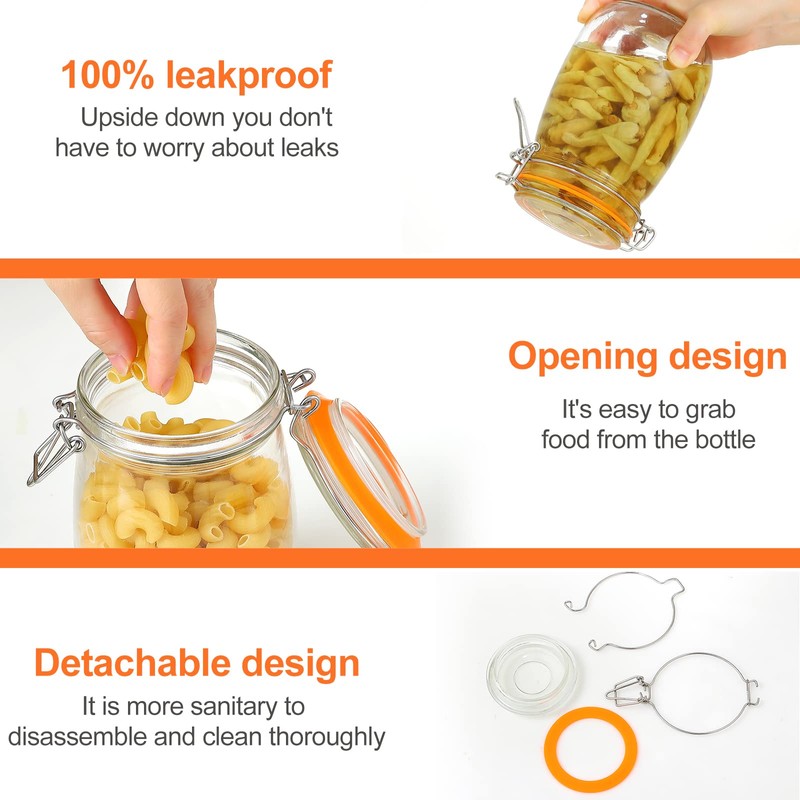 DANALLAN Wide Mouth Mason Jars, 4Pcs 32 oz Glass Jars