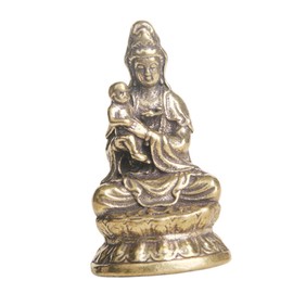 CORHAD Brass Guan Yin Statue Vintage Kwan Yin Figurine Decorative Craft for Home and Office Realistic and Lifelike Design for Housewarming and Buddhist Decor