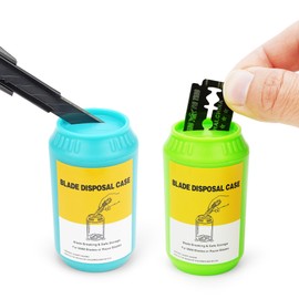 Magnetic Blade Disposal Case for 9mm Snap-Off Blades and Razor Blades, Safety Sharps Container with Removable Magnet Base, Used Blade Bank for Workshop, Crafting & Barber Shop - 2 Pack