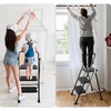 3 Step Ladder, Protable Steel Folding Stool with Wide Anti-Slip