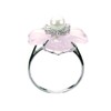 Dahlia Simulated Rose Quartz Flower Cultured Pearl Cubic Zirconia Silver