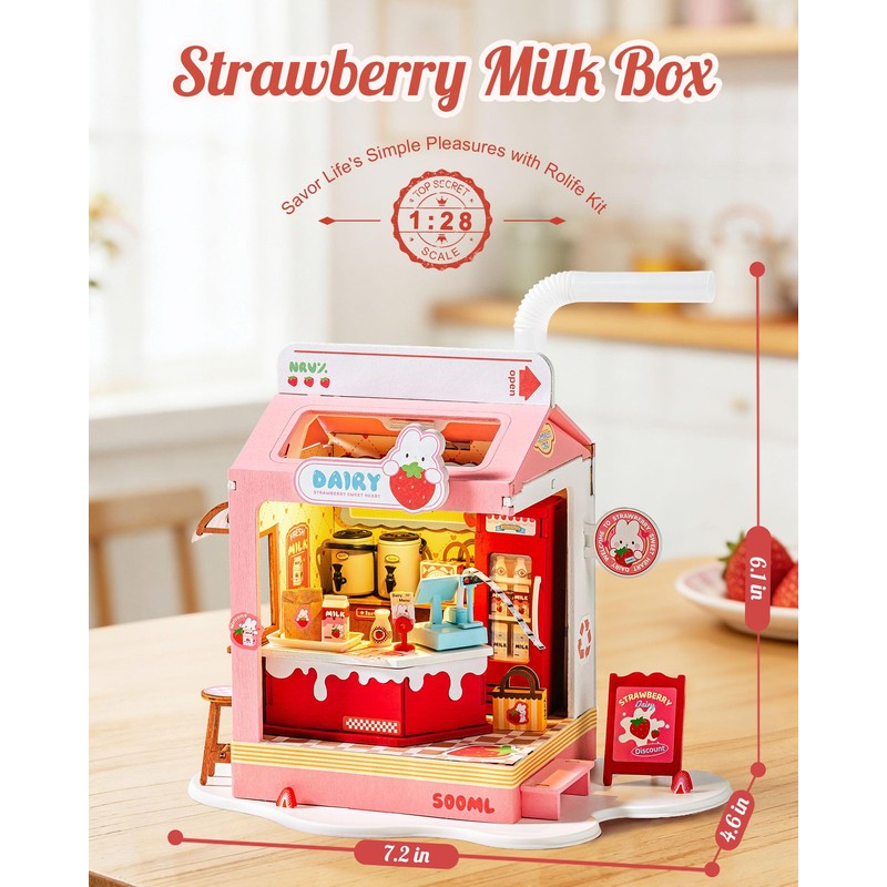 Robotime DIY Miniature House Kit, 1:28 Scale Tea Shop Scale