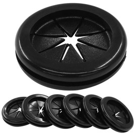 suiwotin 6pcs 1 3/16" ID 1 3/8" Drill Hole Rubber Grommets, Firewall Hole Plug Wire Protection Grommet, Double-Sided Round Hole Grommet Kit (Black)